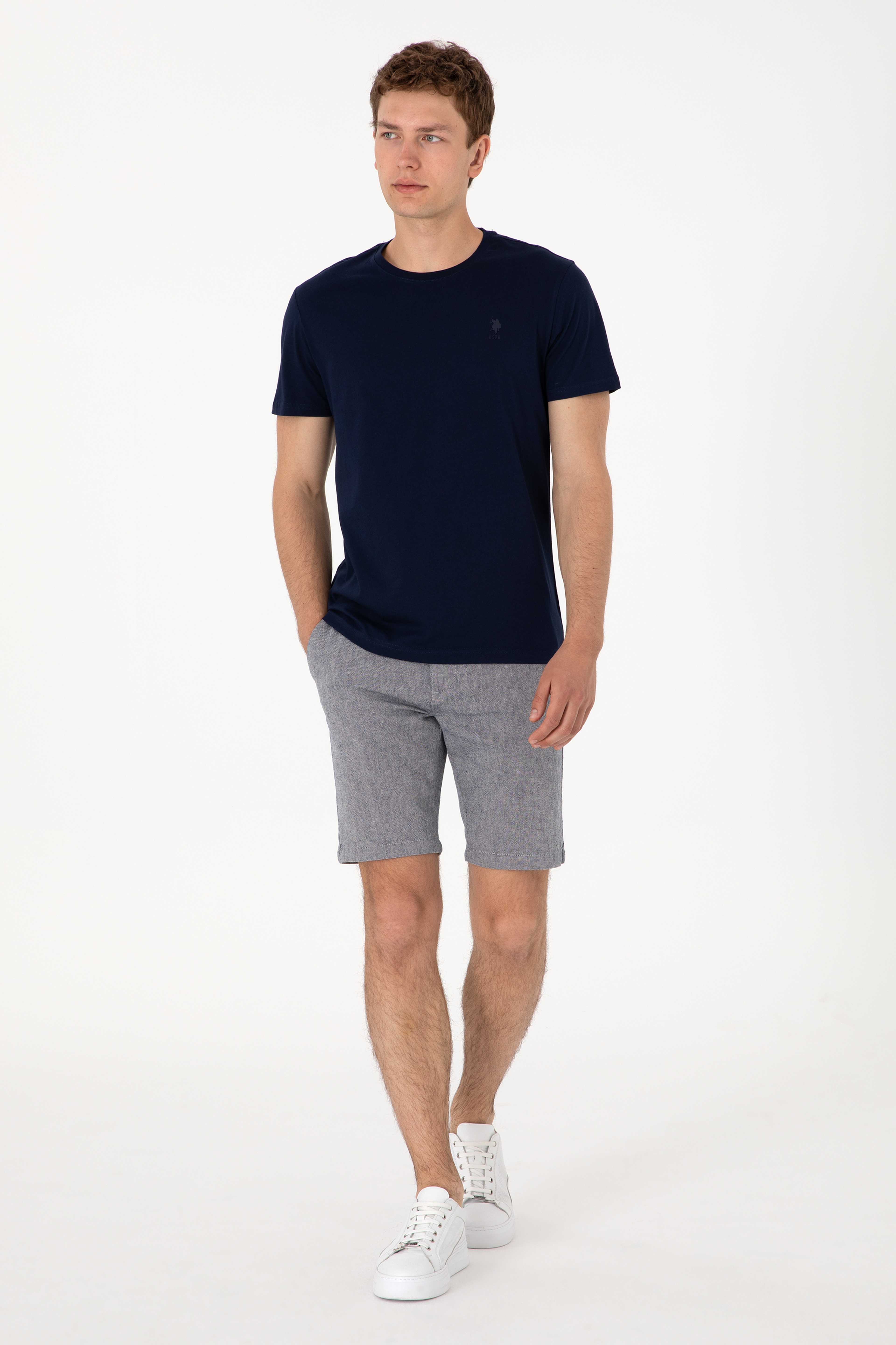 Erkek Regular Fit Bisiklet Yaka Lacivert Basic Tişört - Image 6