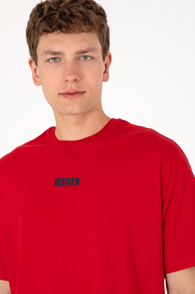 Erkek Oversize Fit Bisiklet Yaka Kırmızı Tişört