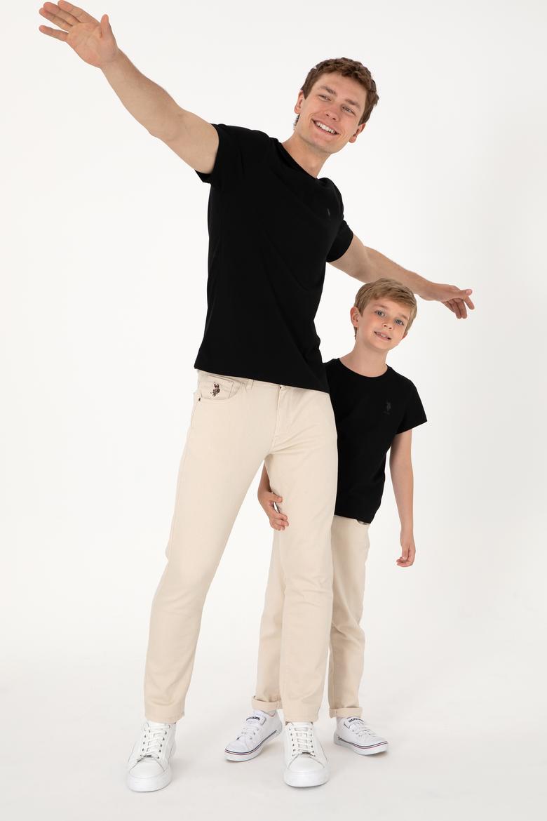 Erkek Regular Fit Bisiklet Yaka Siyah Basic Tişört