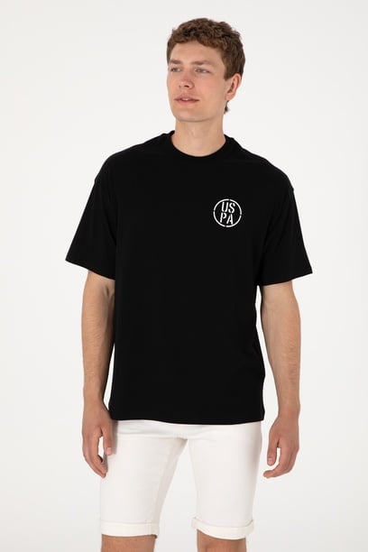 Erkek Oversize Fit Bisiklet Yaka Siyah Tişört