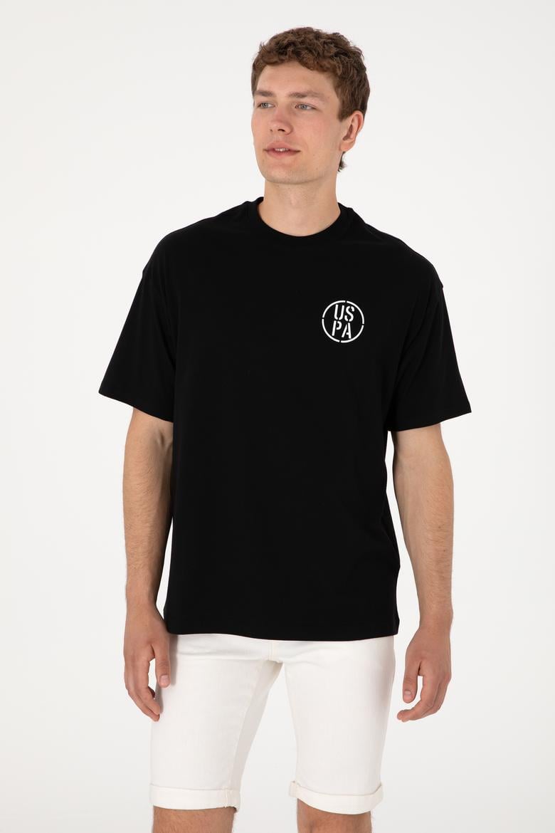 Erkek Oversize Fit Bisiklet Yaka Siyah Tişört - 50305904040