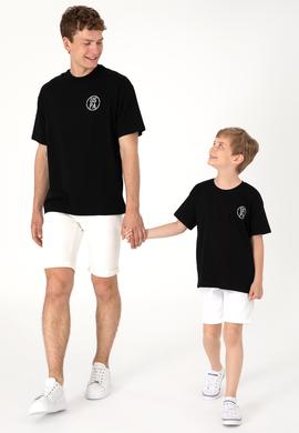 Erkek Oversize Fit Bisiklet Yaka Siyah Tişört - 50305904040