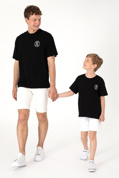 Erkek Oversize Fit Bisiklet Yaka Siyah Tişört