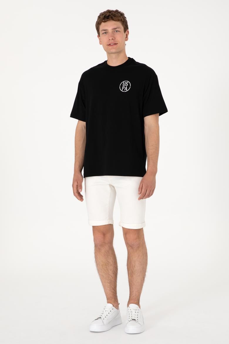 Erkek Oversize Fit Bisiklet Yaka Siyah Tişört - 50305904040