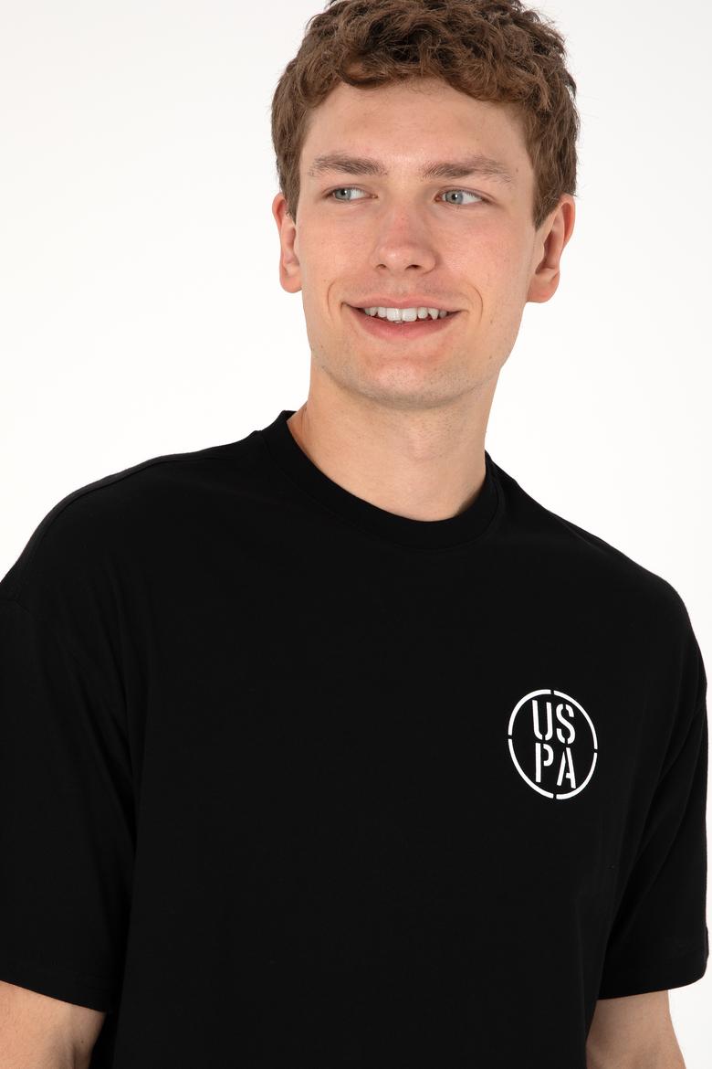 Erkek Oversize Fit Bisiklet Yaka Siyah Tişört - 50305904040