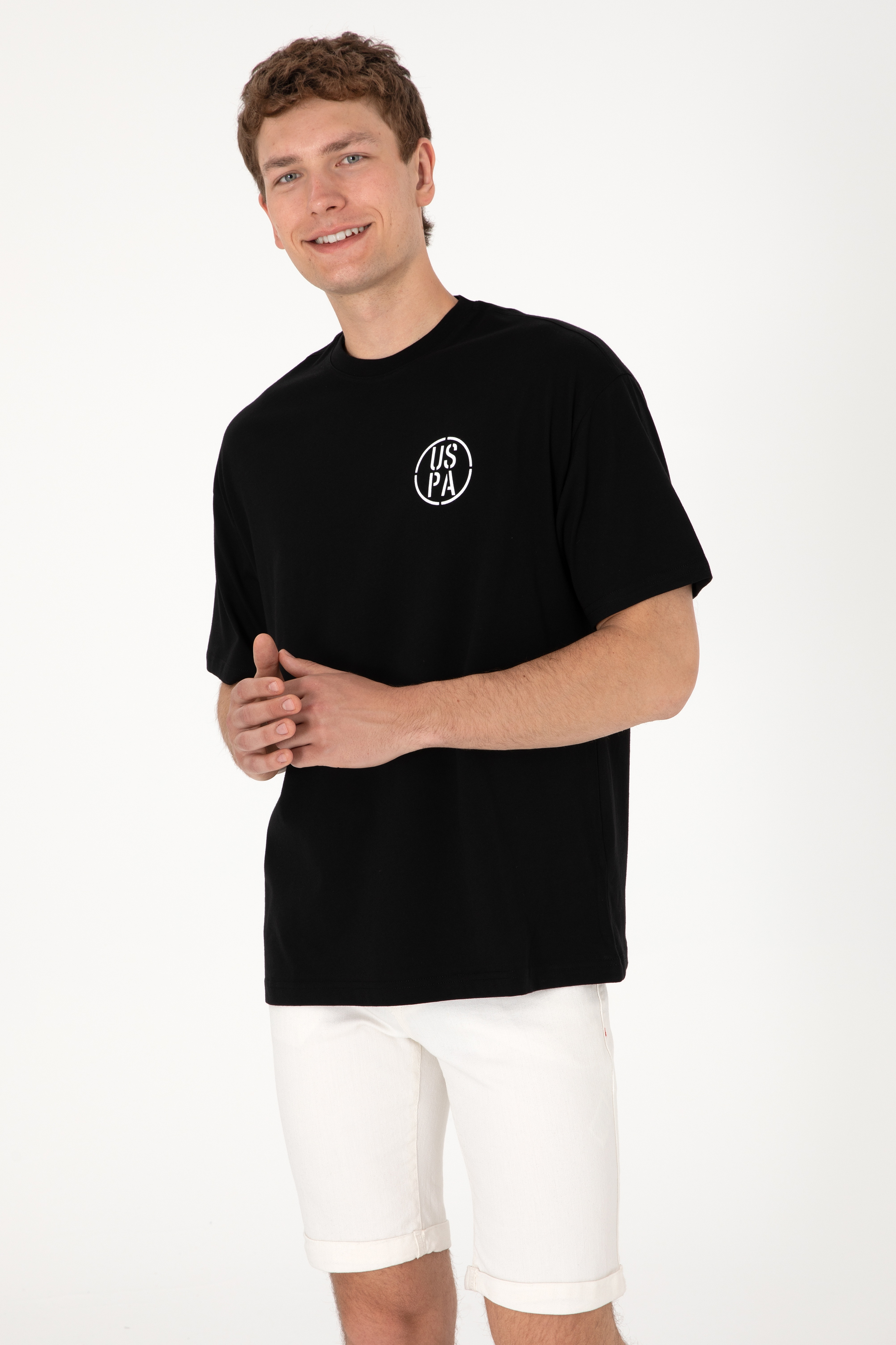 Erkek Oversize Fit Bisiklet Yaka Siyah Tişört - Image 5