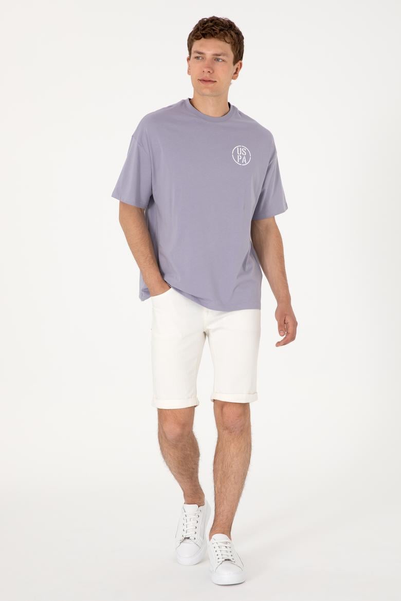 Erkek Oversize Fit Bisiklet Yaka Gri Tişört - 50305904028