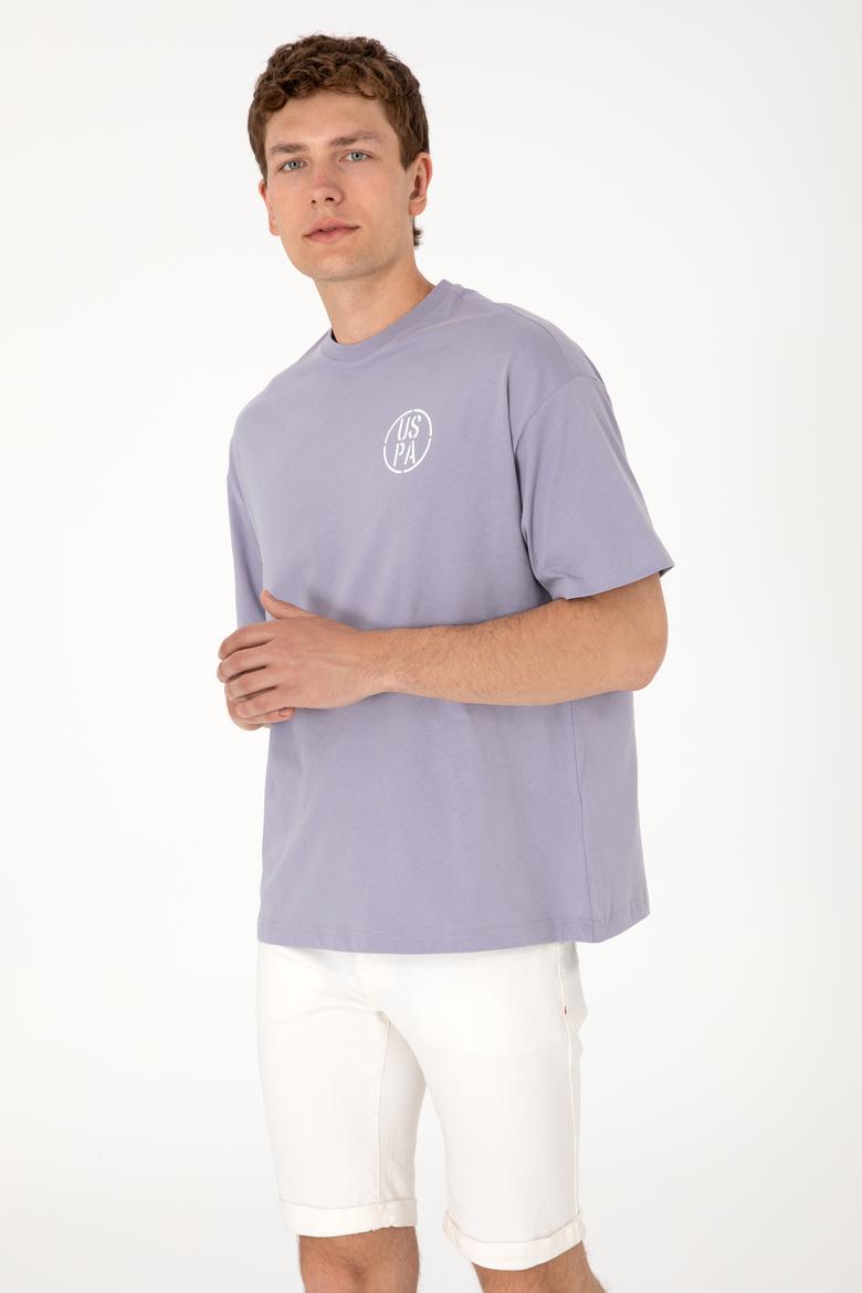 Erkek Oversize Fit Bisiklet Yaka Gri Tişört - 50305904028