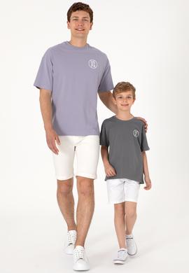 Erkek Oversize Fit Bisiklet Yaka Gri Tişört - 50305904028