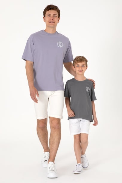 Erkek Oversize Fit Bisiklet Yaka Gri Tişört