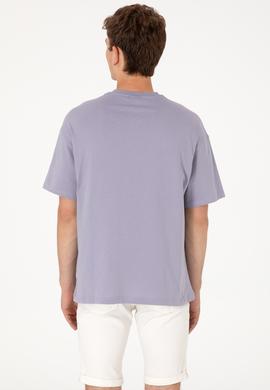 Erkek Oversize Fit Bisiklet Yaka Gri Tişört - 50305904028