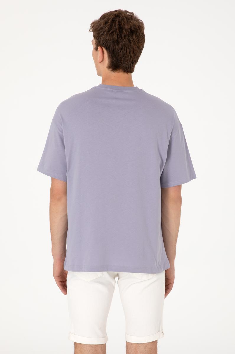 Erkek Oversize Fit Bisiklet Yaka Gri Tişört