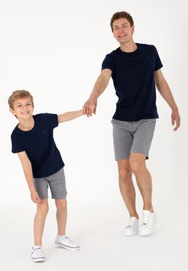 Erkek Regular Fit Bisiklet Yaka Lacivert Basic Tişört - 50305924029