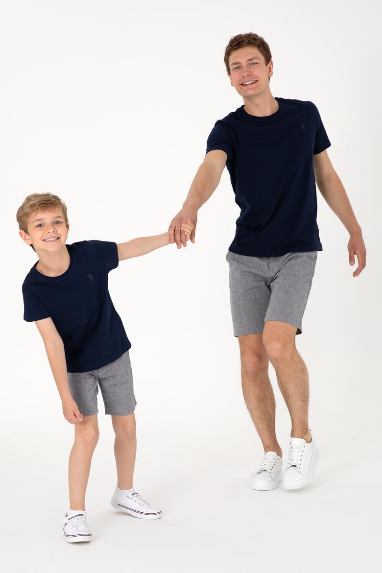 Erkek Regular Fit Bisiklet Yaka Lacivert Basic Tişört - 50305924029