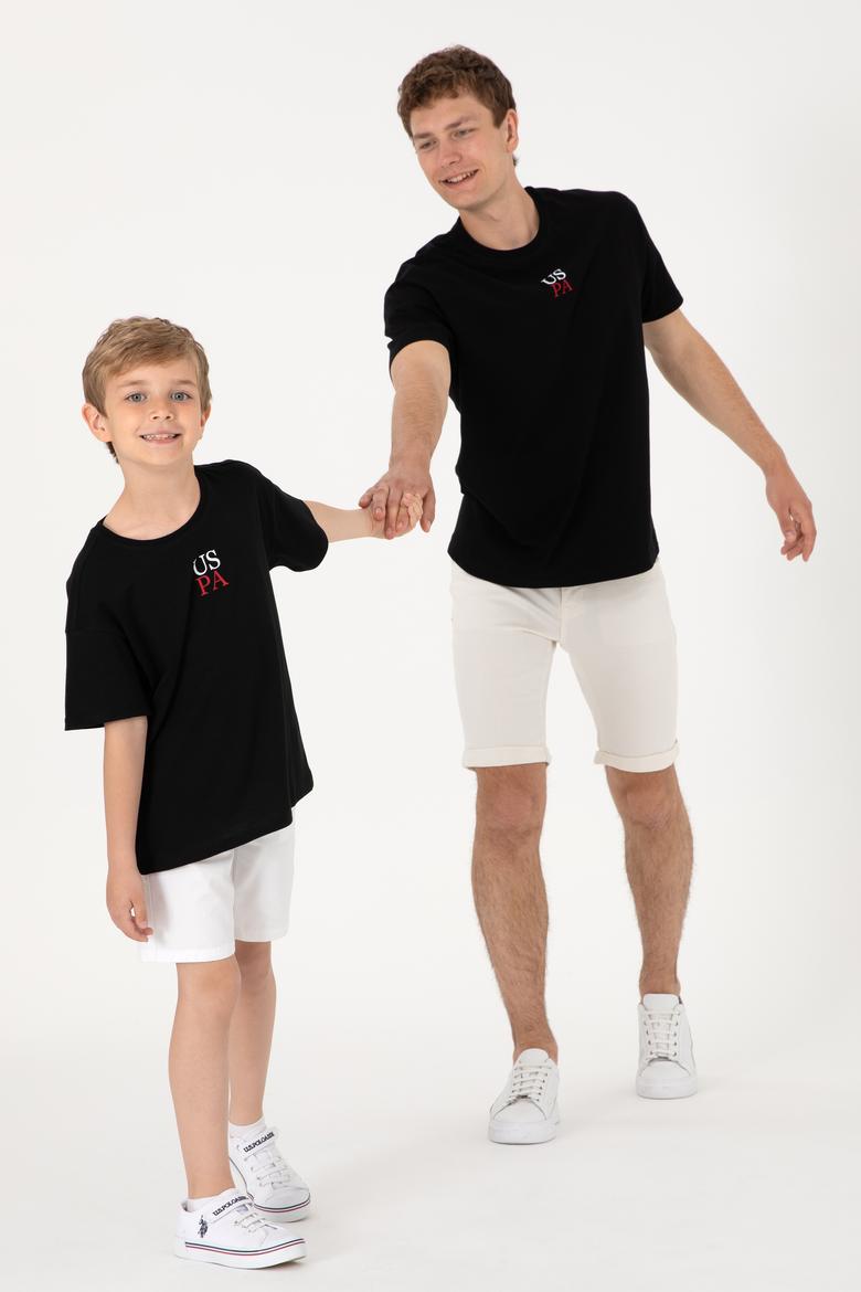 Erkek Çocuk Siyah Oversize Bisiklet Yaka Tişört - 50306498044