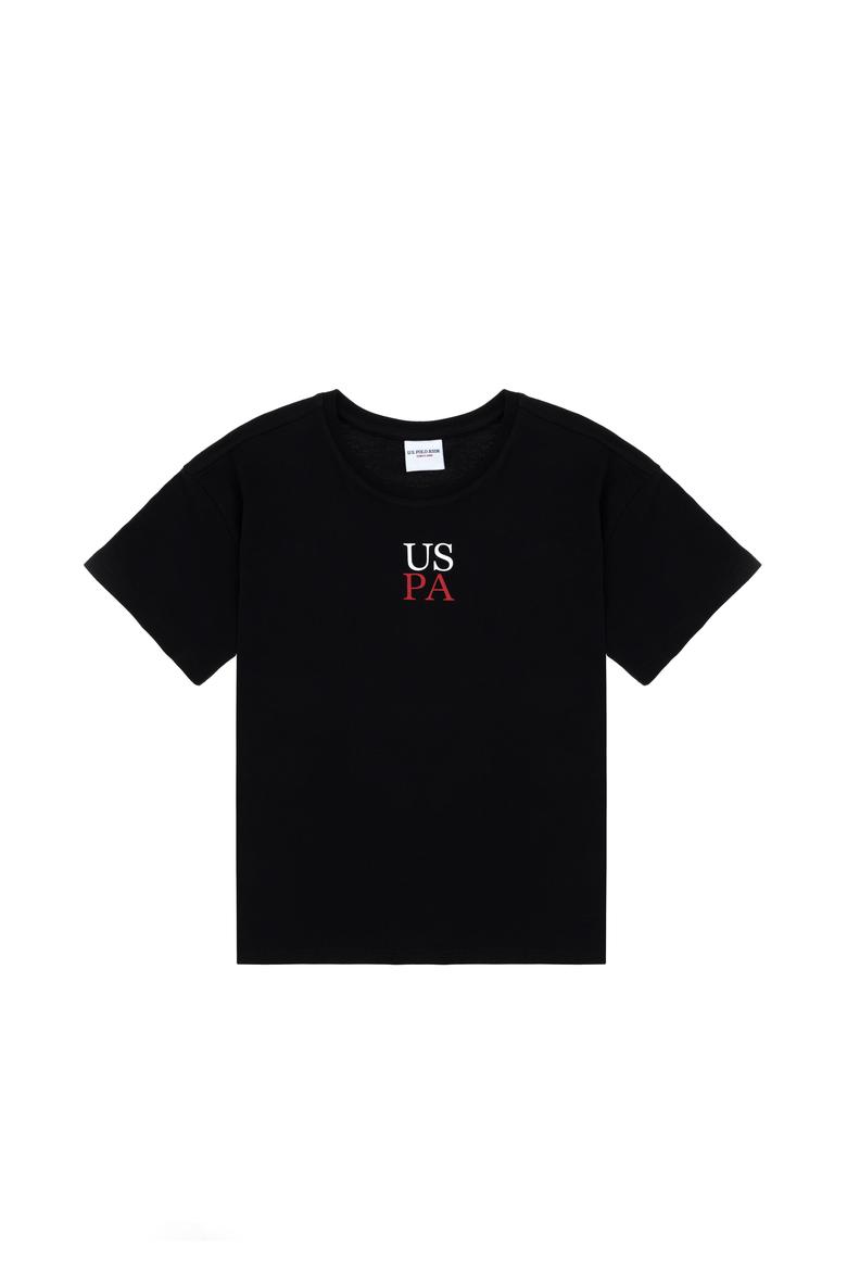 Erkek Çocuk Siyah Oversize Bisiklet Yaka Tişört - 50306498044