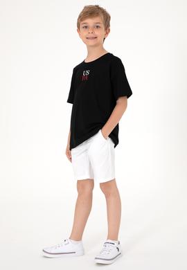 Erkek Çocuk Siyah Oversize Bisiklet Yaka Tişört - 50306498044