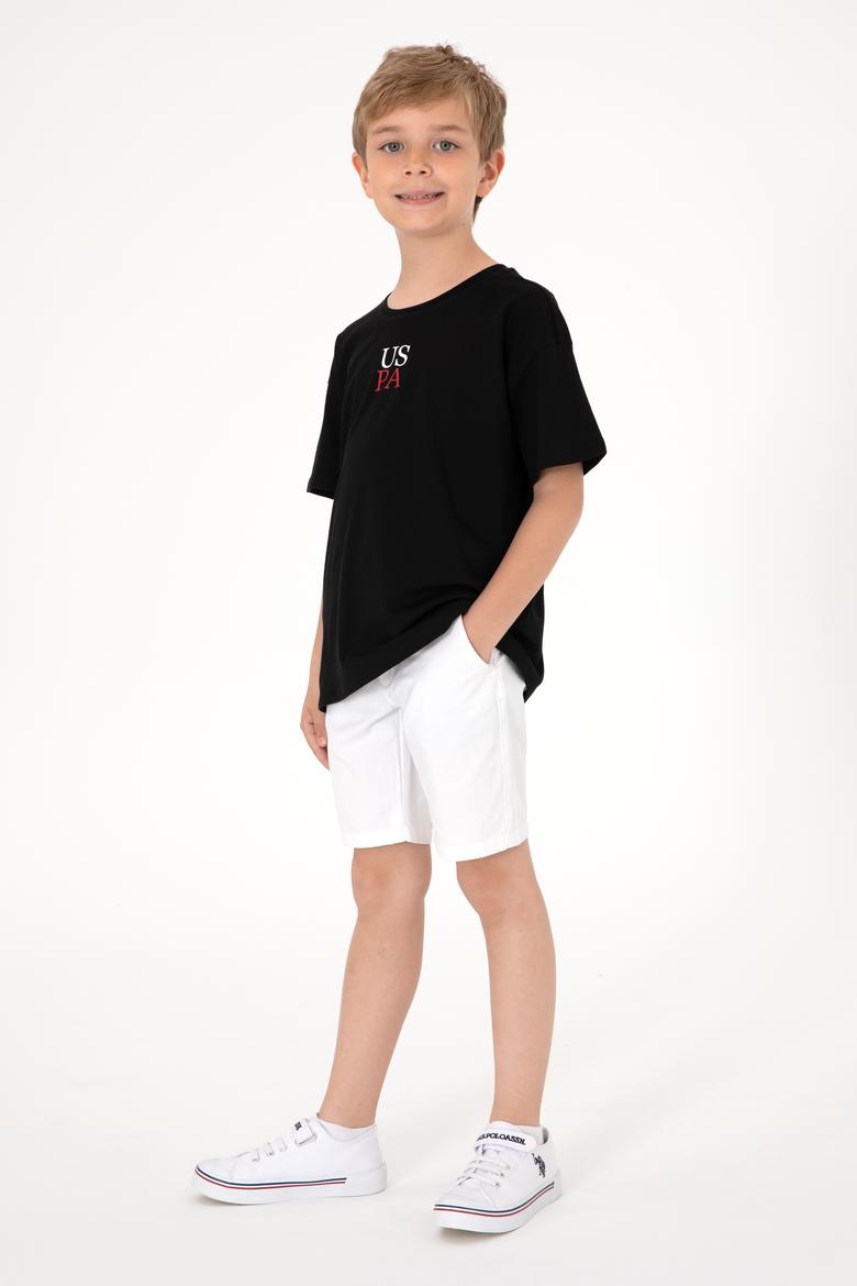 Erkek Çocuk Siyah Oversize Bisiklet Yaka Tişört - 50306498044