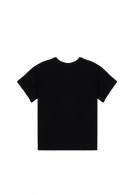 Erkek Çocuk Siyah Oversize Bisiklet Yaka Tişört - 50306498044