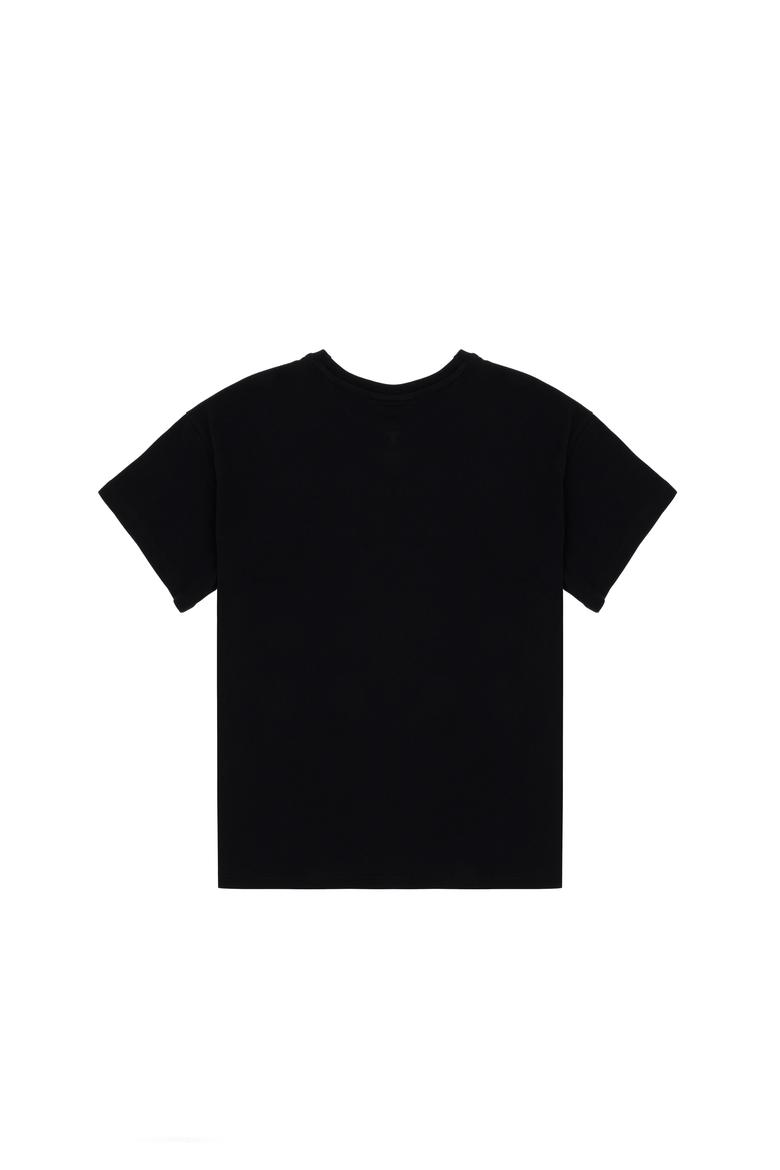 Erkek Çocuk Siyah Oversize Bisiklet Yaka Tişört - 50306498044