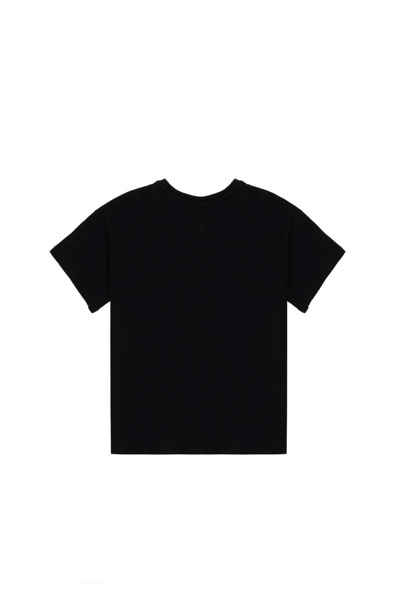 Erkek Çocuk Siyah Oversize Bisiklet Yaka Tişört