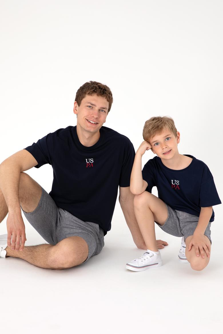 Erkek Çocuk Lacivert Oversize Bisiklet Yaka Tişört - 50306498016