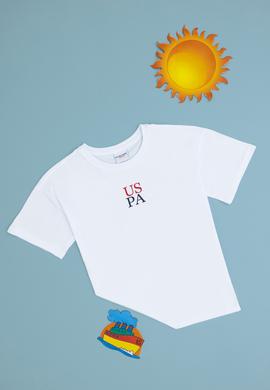 Erkek Çocuk Beyaz Oversize Bisiklet Yaka Tişört - 50306498028