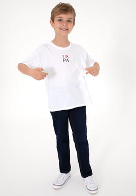 Erkek Çocuk Beyaz Oversize Bisiklet Yaka Tişört - 50306498028