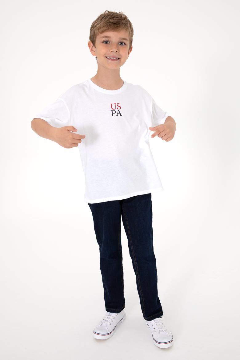 Erkek Çocuk Beyaz Oversize Bisiklet Yaka Tişört - 50306498028