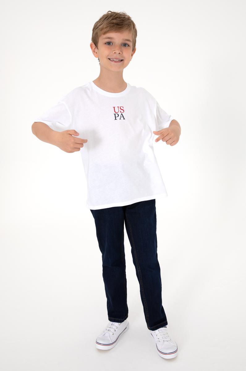 Erkek Çocuk Beyaz Oversize Bisiklet Yaka Tişört