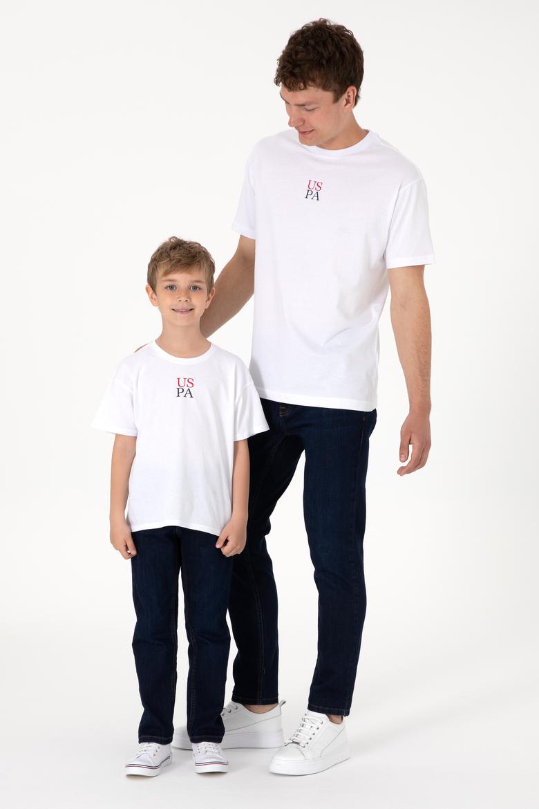 Erkek Çocuk Beyaz Oversize Bisiklet Yaka Tişört - 50306498028