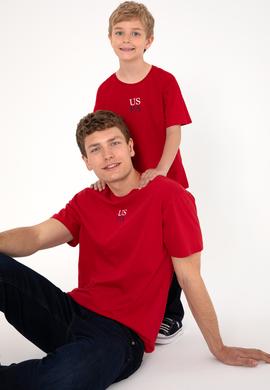 Erkek Çocuk Kırmızı Oversize Bisiklet Yaka Tişört - 50306498002