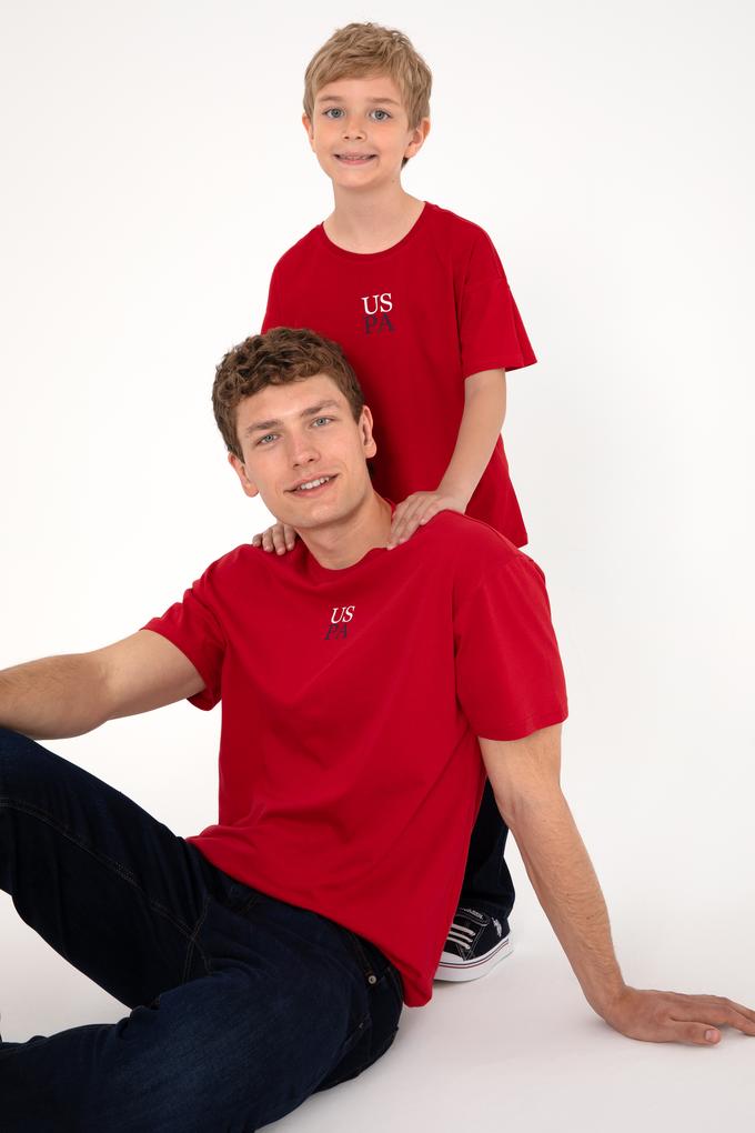 Erkek Çocuk Kırmızı Oversize Bisiklet Yaka Tişört