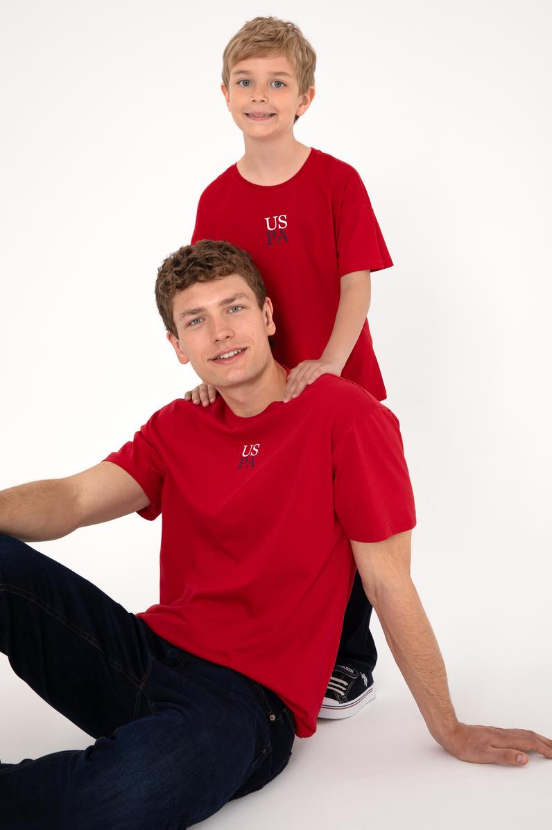 Erkek Çocuk Kırmızı Oversize Bisiklet Yaka Tişört