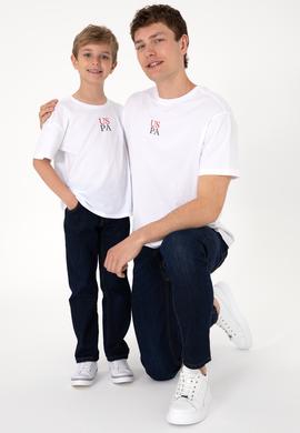 Erkek Çocuk Beyaz Oversize Bisiklet Yaka Tişört - 50306498028