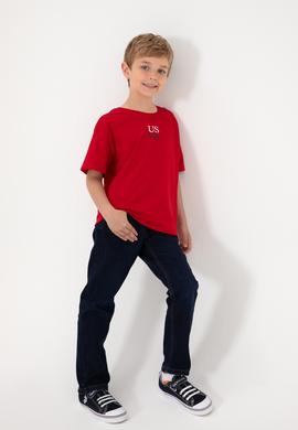 Erkek Çocuk Kırmızı Oversize Bisiklet Yaka Tişört - 50306498002