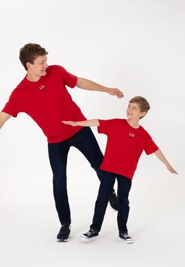 Erkek Çocuk Kırmızı Oversize Bisiklet Yaka Tişört - 50306498002