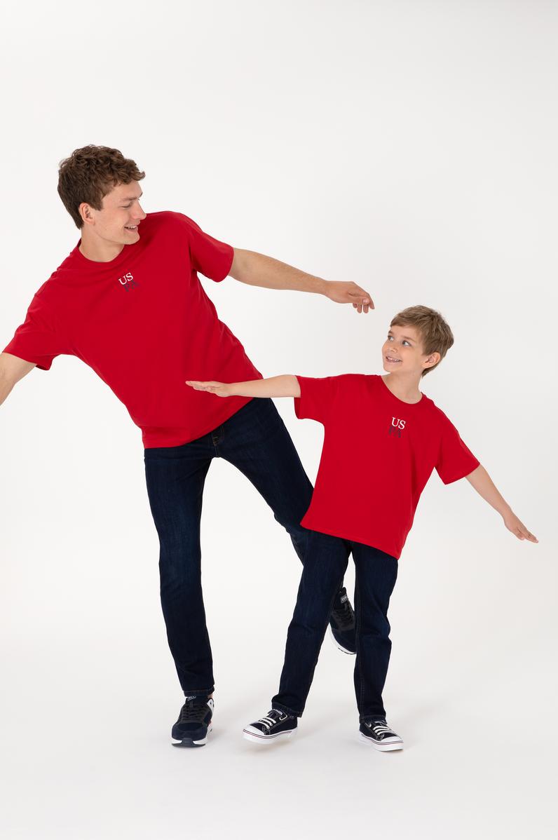 Erkek Çocuk Kırmızı Oversize Bisiklet Yaka Tişört