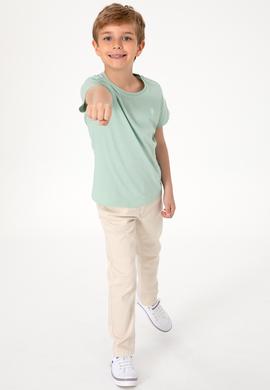 Erkek Çocuk Su Yeşili Basic Bisiklet Yaka Tişört - 50306502044