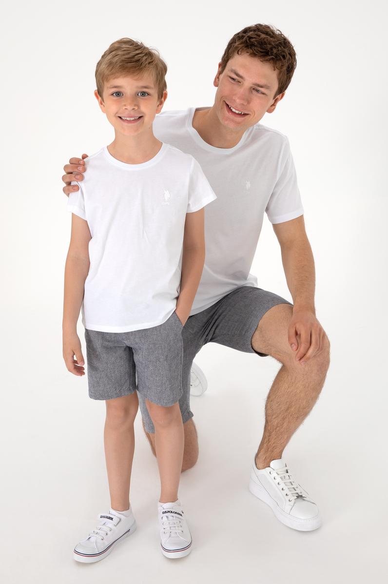 Erkek Çocuk Beyaz Basic Bisiklet Yaka Tişört