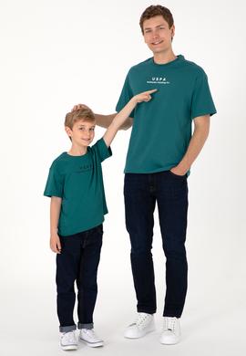 Erkek Çocuk Koyu Yeşil Comfort Basic Bisiklet Yaka Tişört - 50306513023