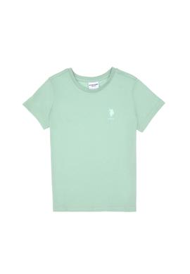 Erkek Çocuk Su Yeşili Basic Bisiklet Yaka Tişört - 50306502044