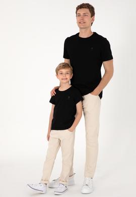 Erkek Çocuk Siyah Basic Bisiklet Yaka Tişört - 50306502022