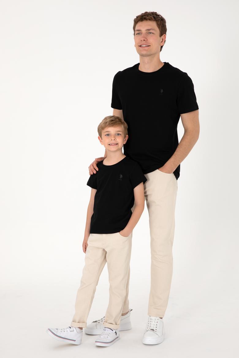 Erkek Çocuk Siyah Basic Bisiklet Yaka Tişört