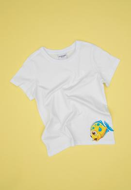 Erkek Çocuk Beyaz Basic Bisiklet Yaka Tişört - 50306502006