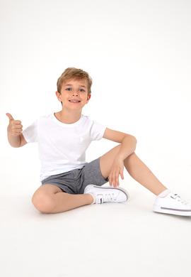 Erkek Çocuk Beyaz Basic Bisiklet Yaka Tişört - 50306502006