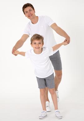 Erkek Çocuk Beyaz Basic Bisiklet Yaka Tişört - 50306502006