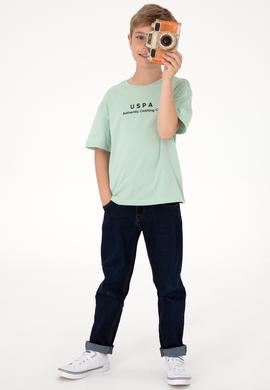 Erkek Çocuk Su Yeşili Comfort Basic Bisiklet Yaka Tişört - 50306513064