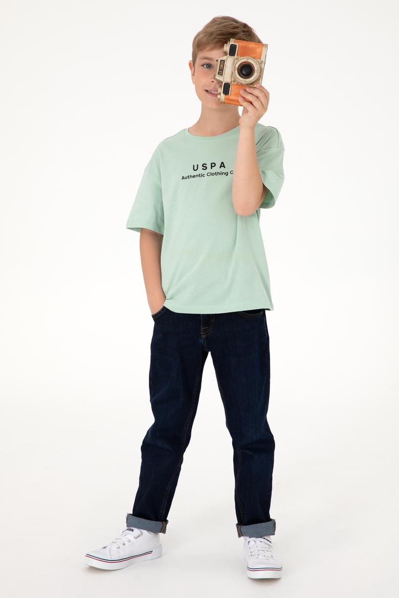 Erkek Çocuk Su Yeşili Comfort Basic Bisiklet Yaka Tişört - 50306513064