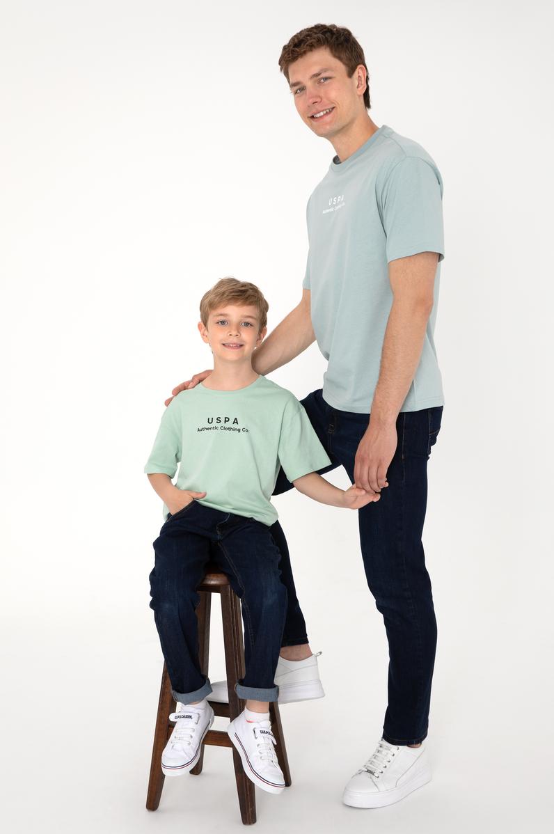 Erkek Çocuk Su Yeşili Comfort Basic Bisiklet Yaka Tişört